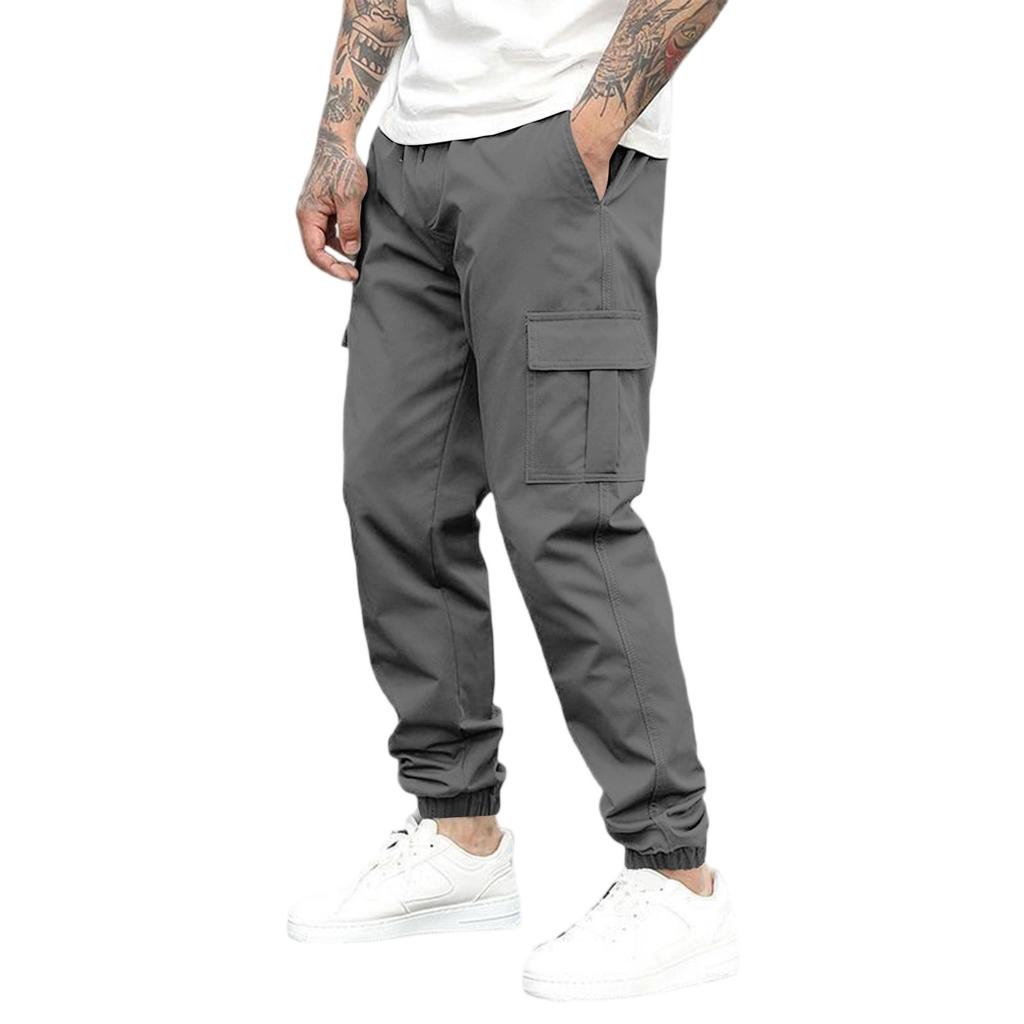 Pantaloni Cargo da Uomo Tuta Casual da Uomo Multi-tasche Vita Elastica Pantaloni alla Caviglia Autunno Sport Outdoor Pantaloni Monocolore