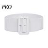 Ceinture en Simili Cuir Taille Réglable Ceinture Femme, Large Ceinture Élastique de Taille Accessoire avec Boucle Carrée, Robe Extensible Mode Flexible Stretch
