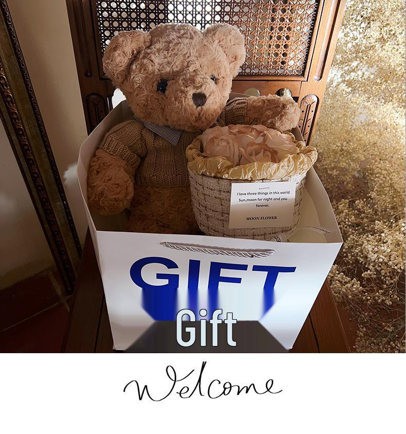 Valentine's Day Teddy Bear and Rose Bouquet Gift for Best Friends, Girlfriends, and Mothers