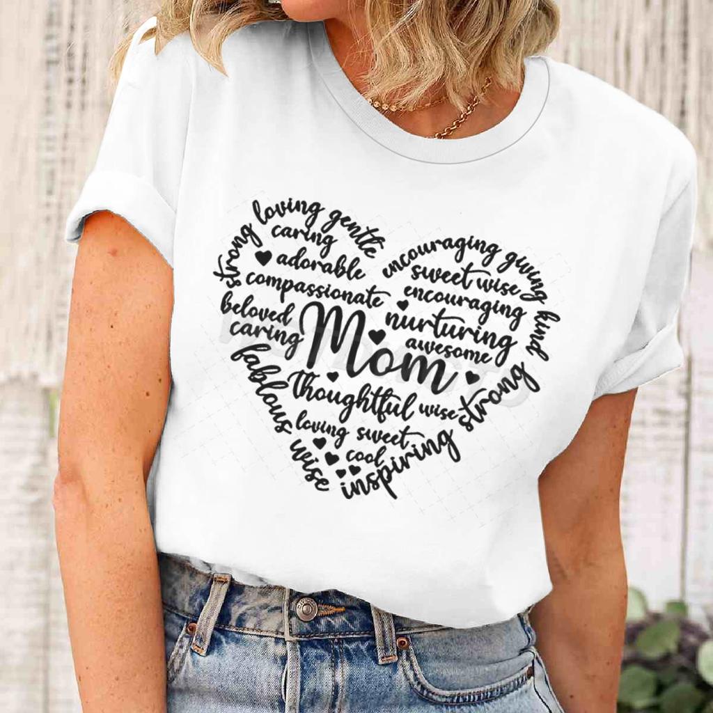 Praising Moms Quotes Printed T Shirts Unisex Summer Short Sleeve Fashionable Mother Plot Gift Female Tees Graphic Mama Y2k Tops