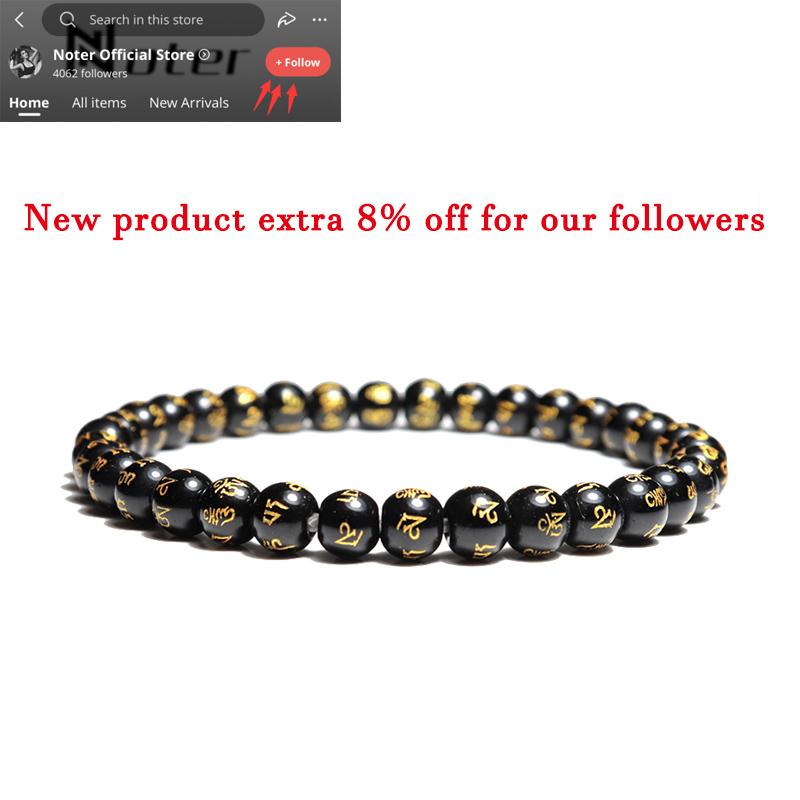 Minimalist 6/8/10/12mm Natural Stone Obsidian Bracelet Men Female Sanskrit Buddha Beaded Braslet Yoga Meditation Braclet Pulsera