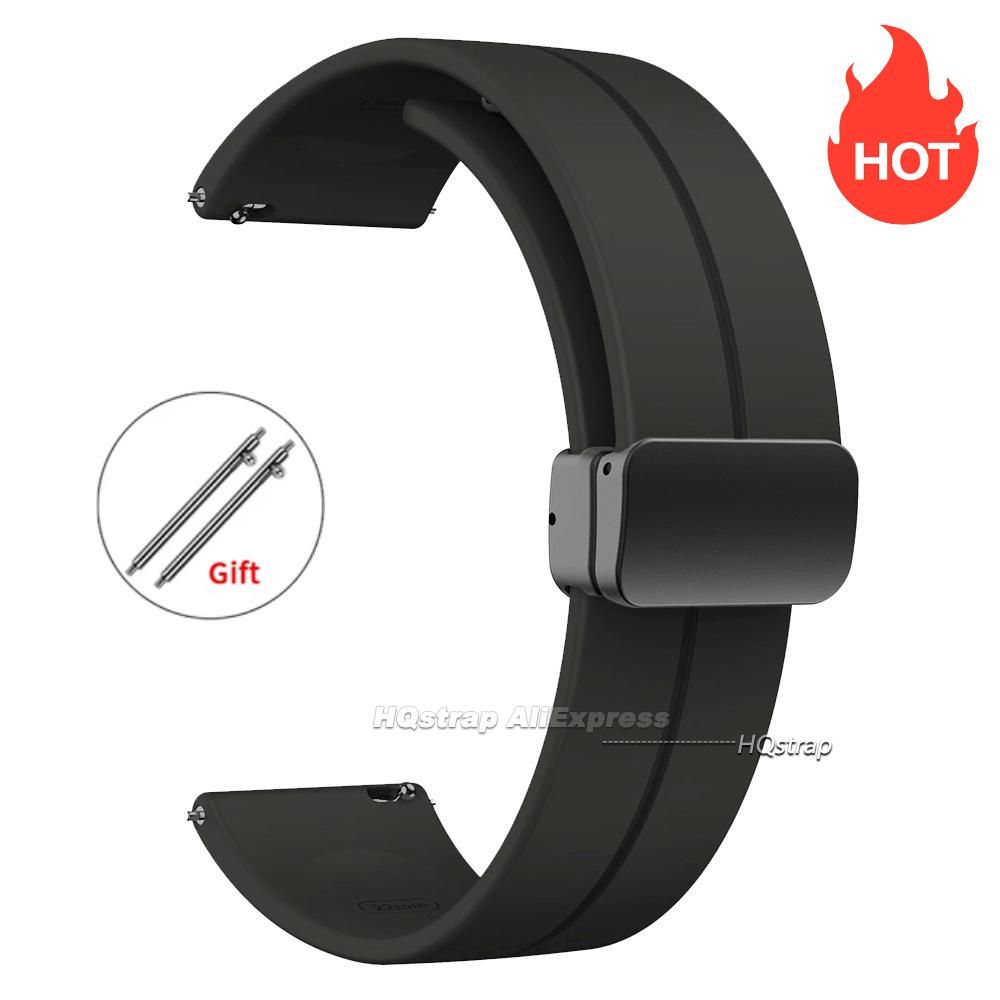 Magnetic Silicone Watch Strap 18mm 20mm 22mm Bracelet Magnetic Metal Buckle Wristband Quick Release Men Women Band Accessories