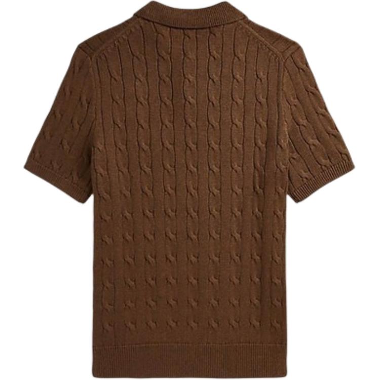 Polo Ralph Lauren Short Sleeve Polo Neck Solid Color Knit Shirt Men tops Coffee-Brown MNPOSWE1N820074-200