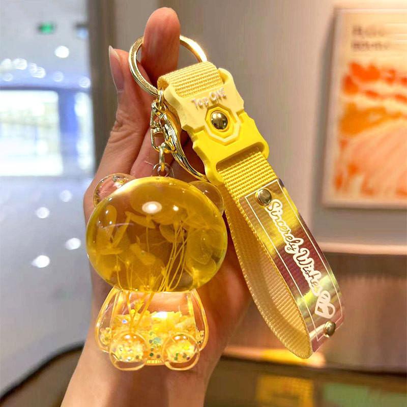 Cute Sakura Acrylic Bear Keychain Brighten Up Your Bag Or Keys Car