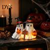 Unique Halloween Home Accents Ghost Figurine, Cute Spooky Resin Statue with Durable Figurines Witch Hat for Table, Tiered Tray, Kitchen, Bedroom Decor