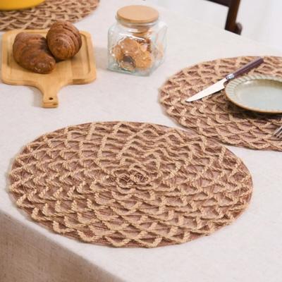 Jute Placemats Natural Material Non-Slip Heat Resistant Round Placemat Woven Mats for Parties Wedding Kitchen Table Decor