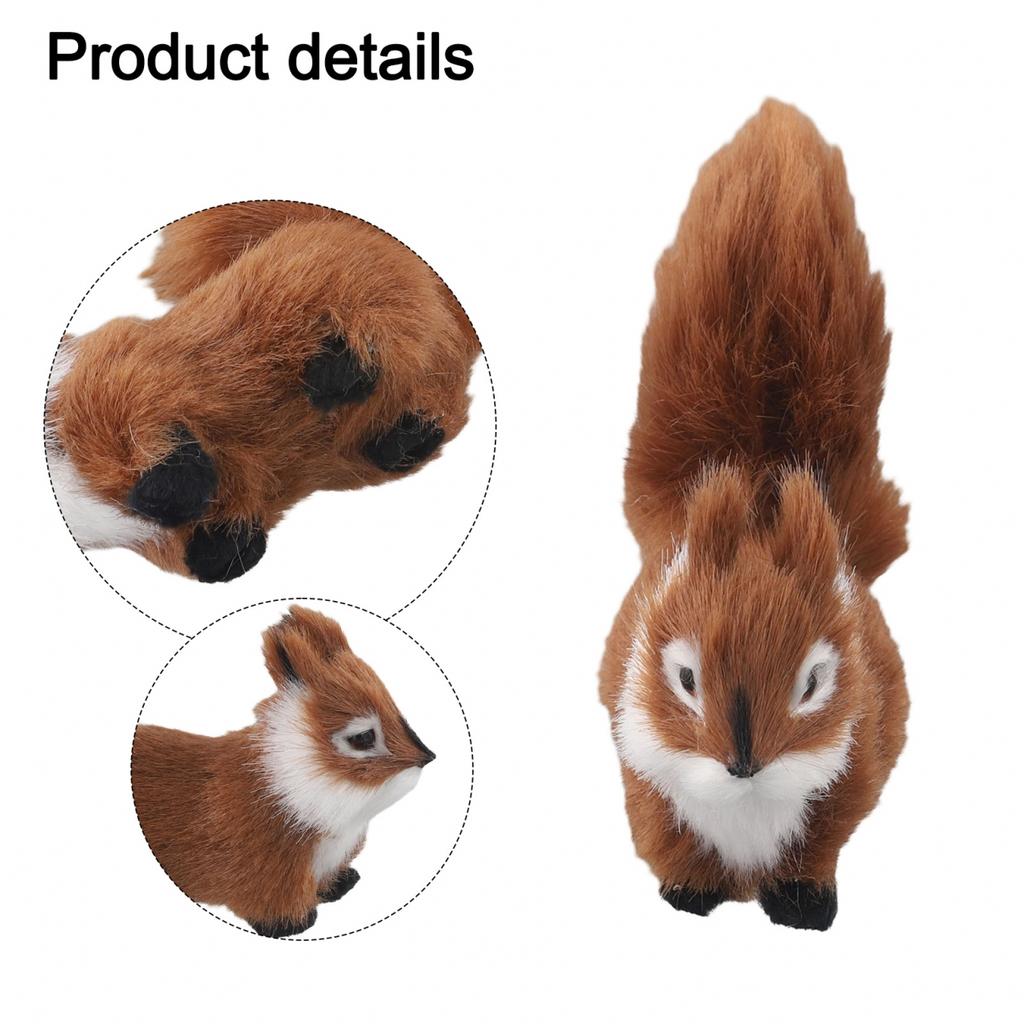 Artificial Squirrel Figurine Miniature Plush Simulation Fake Animal Table