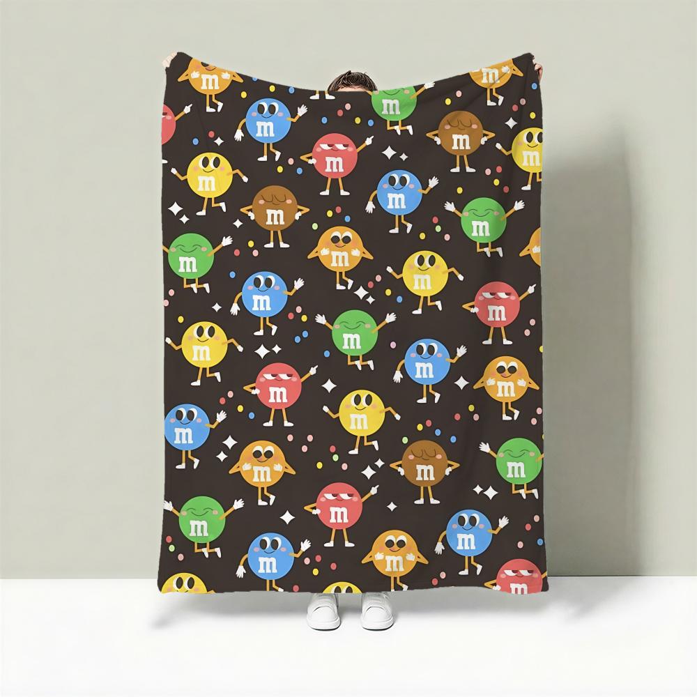 Food M-M&M s Throw Lightweight 240g Flannel Blanket Soft Skin-friendly for Summer Cooling 75cmx90cm