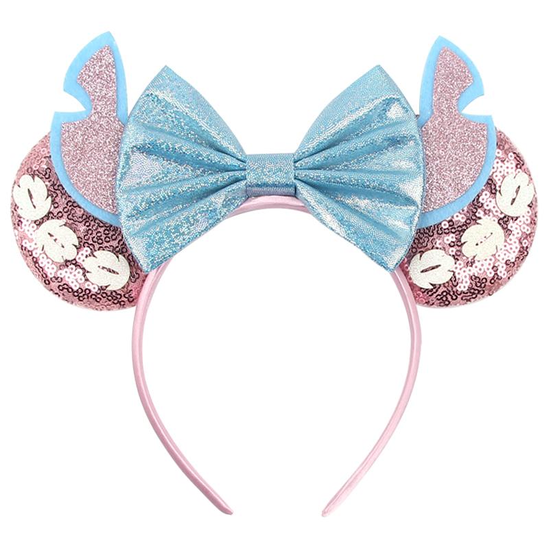 Disney Mickey 3.3"Velvet Ears Headband For Girls Soft Bow Hairband Halloween Festival Party Christmas DIY Hair Accessories
