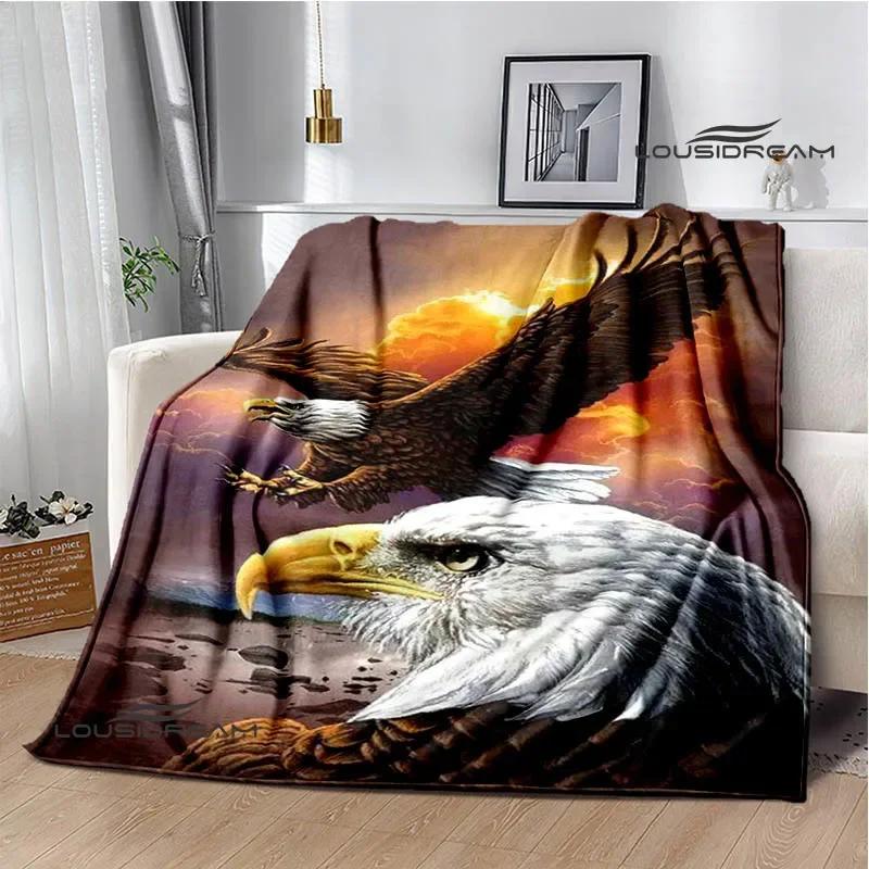 3D Eagle Printed Blanket Picnic Blankets Flange Warm Blanket Soft and Comfortable Blanket Bed Linings Birthday Gift