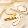 Vintage Stainless Steel Chain Cubic Zircon Bracelet, Delicate 18K Gold Plated Open Bangle, Fashion Waterproof Jewelry for Women