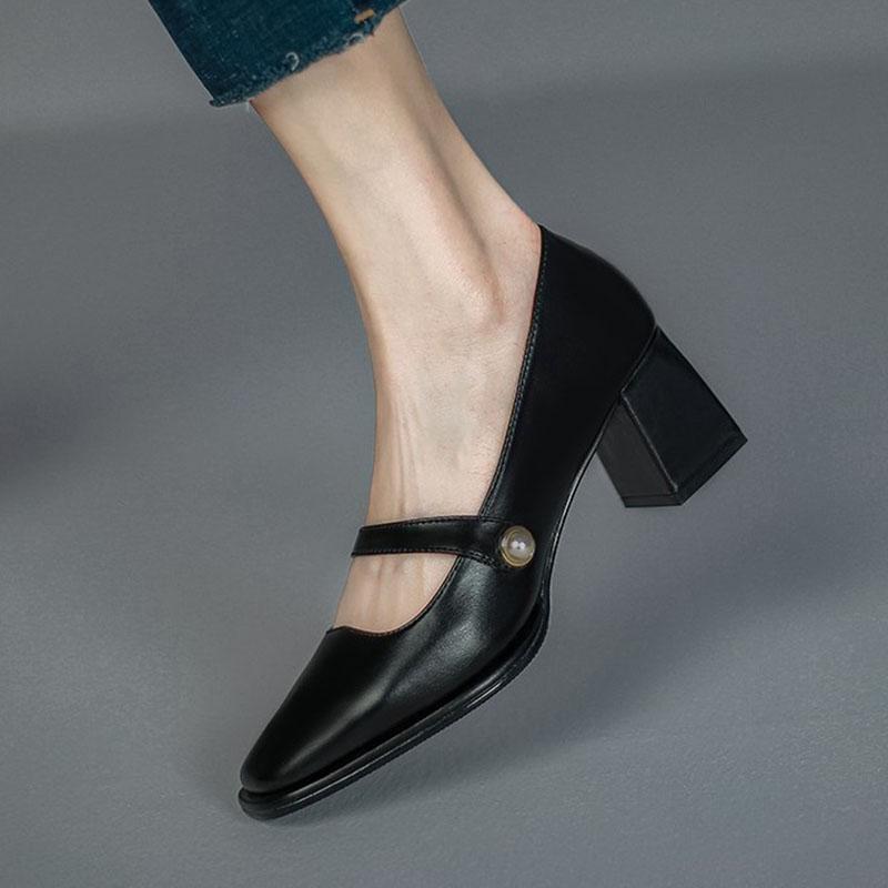 Fashion New Fashion Spring Autumn Pumps Women High Heels Shoes Chunky Heels Buckle Loafers Platform Black Brown Retro Heels Women Shoes