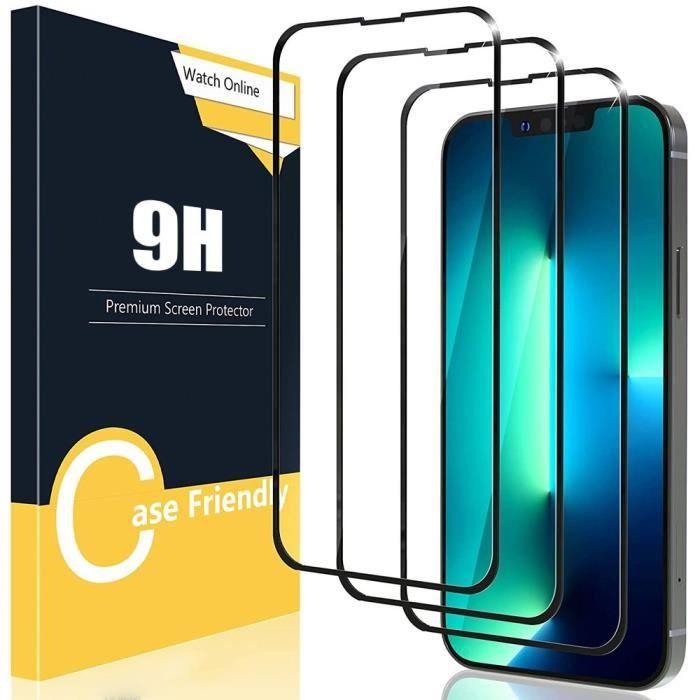 Film de protection en verre trempé - iphone 13 - pack 2 - résistant aux chocs - 0,3 mm d'épaisseur - bord noir