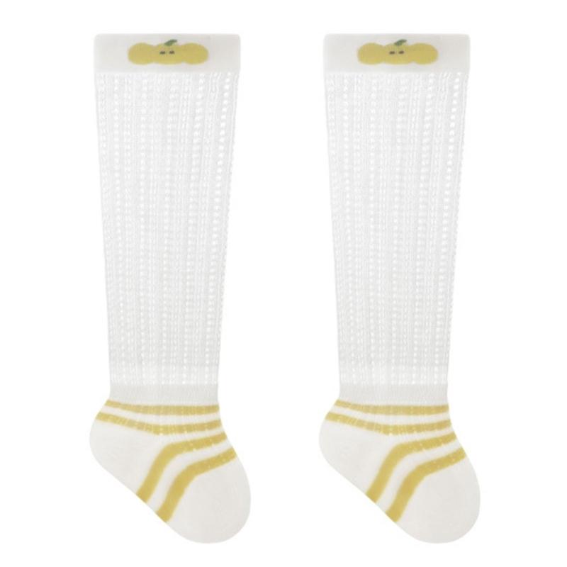 

1 Pair Breathable Cotton Children s Long Socks With Fun Cartoon Print Tall Tube Design For Summer Outdoor Play Fun XS жёлтый