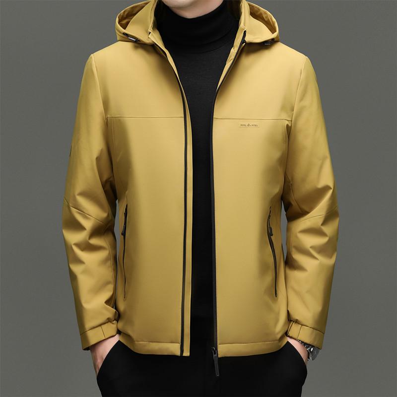Men s Versatile Detachable Winter Down Jacket - 90% Down, Fashionable & Warm 3XL жёлтый
