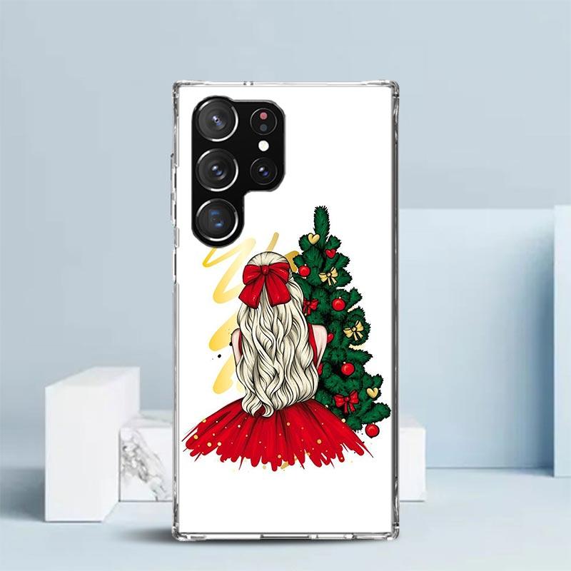 Weihnachts-Mädchen Baum Geschenk Handyhülle Für Samsung Galaxy S24 S25 Edge S26 Ultra S22 S23 Plus S21 + S20 FE Weiche TPU Rückseite Gal