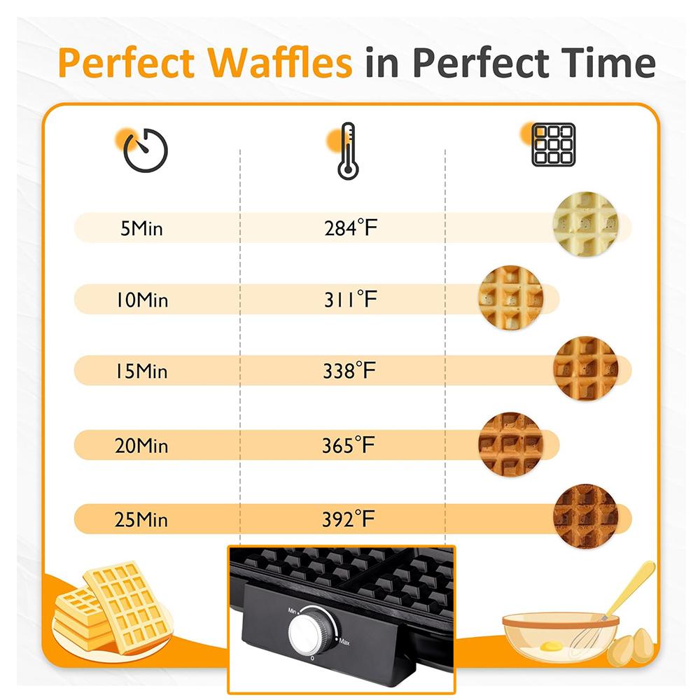 4-Slice 1500W Belgian Waffle Maker Double Heating Non-Stick Egg Cake Oven Pancake Egg Waffle Cake Machine Temperature Control