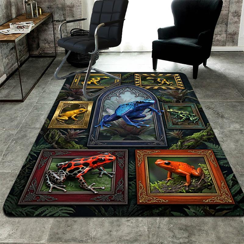 Frog Collection Pattern Rug Floor Mat for Living Room or Bedroom Soft and Comfortable Carpet a Gift for Birthday and Holiday.