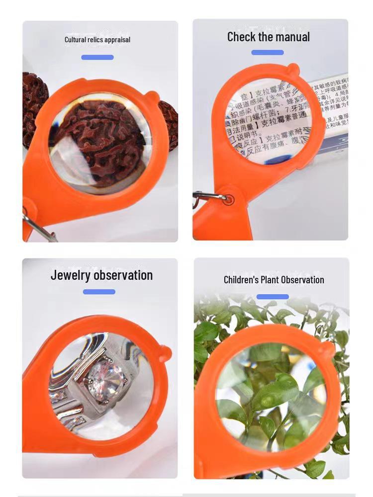 "Portable Folding Magnifying Glass Keychain for Elders & Kids"