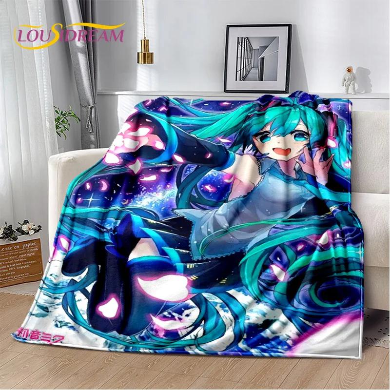 3D Urocza M-Mikuu Kreskówkowe Postacie Muzyczne Koc, Miękki Koc Rzutowy do Domu Sypialni Łóżka Sofy Pikniku Biura Pokrowiec Prezent Dzieci