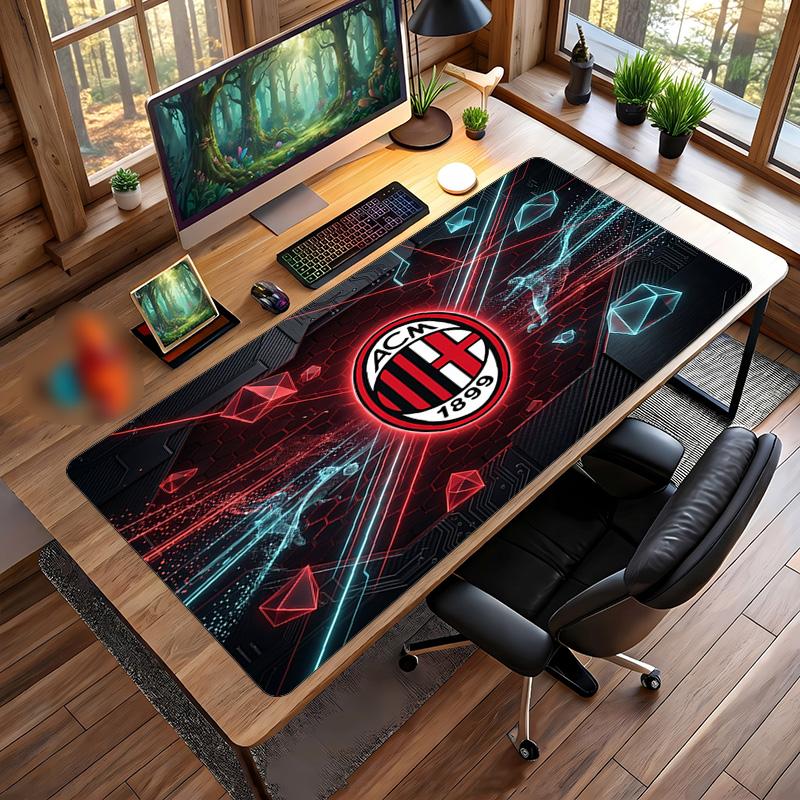 Tappetino per Mouse Grande Stampato AC Milan, Tappetino Morbido in Gomma Antiscivolo per Scrivania da Gioco per Ufficio Laptop Computer Decorazione