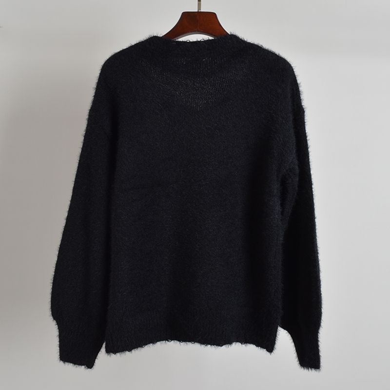 And Winter New Arrival Loose Version Halter Cut-out Long Sleeves Knitwear Women's Clothing Idle Style Soft Glutinous Sweater Easiest for Match Tops