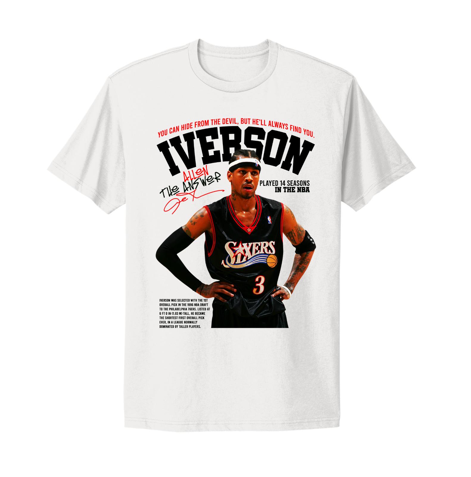 Allen Iverson The Answer Sixers 90 Basketball Vintage Style T-shirt XXXXL