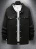 2024 Men's Casual Solid Color Single-Breasted Long-Sleeved Jacket - European & American Style.