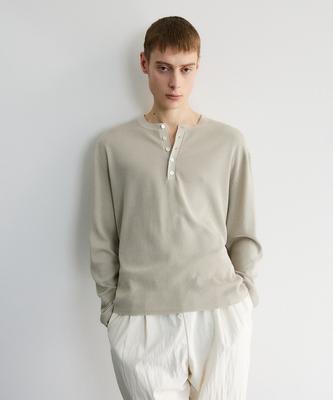 Le Mad Relaxed Henley Nek Lange Mouwen Gebreid - Lichtgrijs