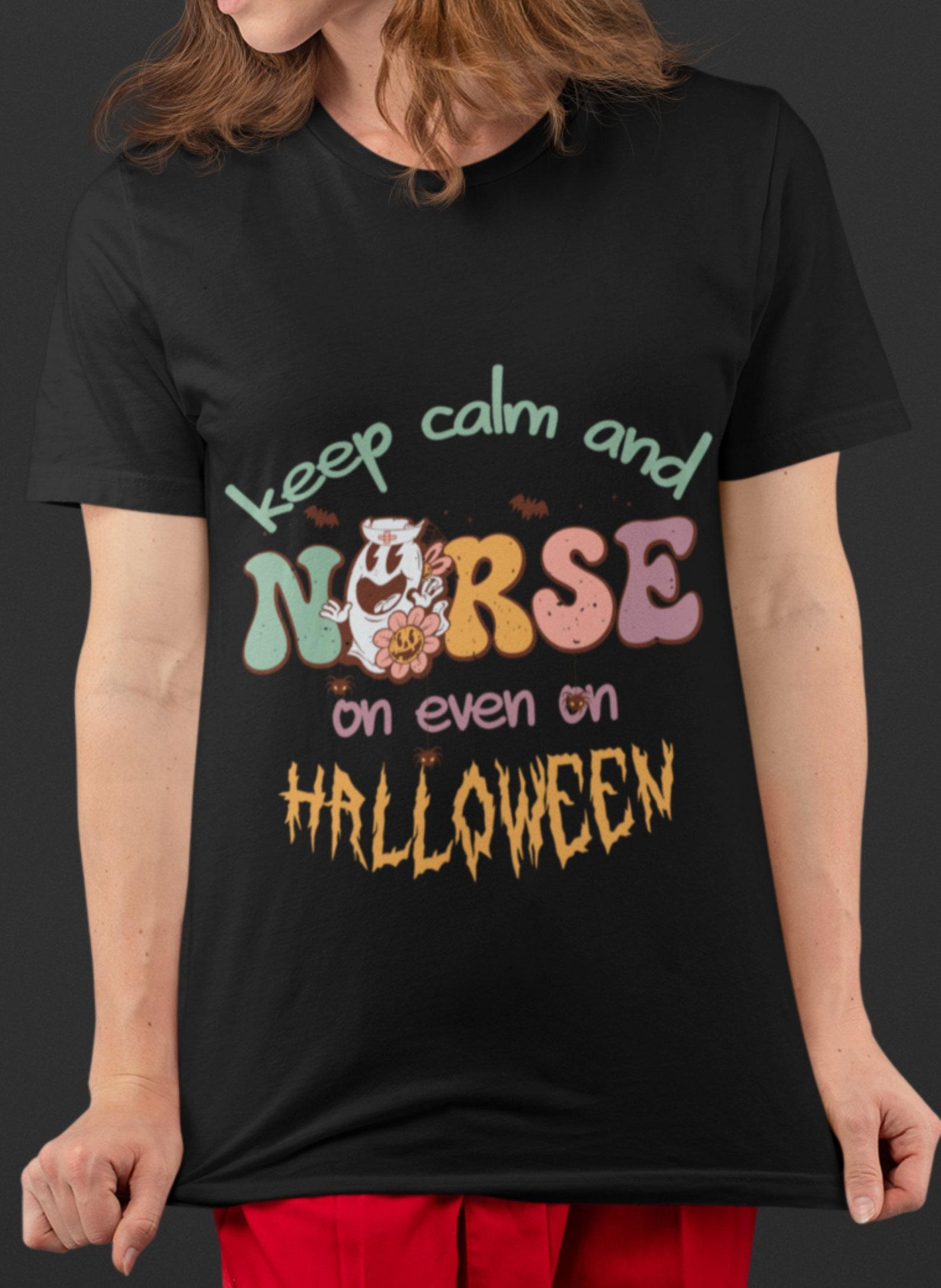 Halloween Ghost Nurse T-Shirt: Spooktacular Nursing Tee S
