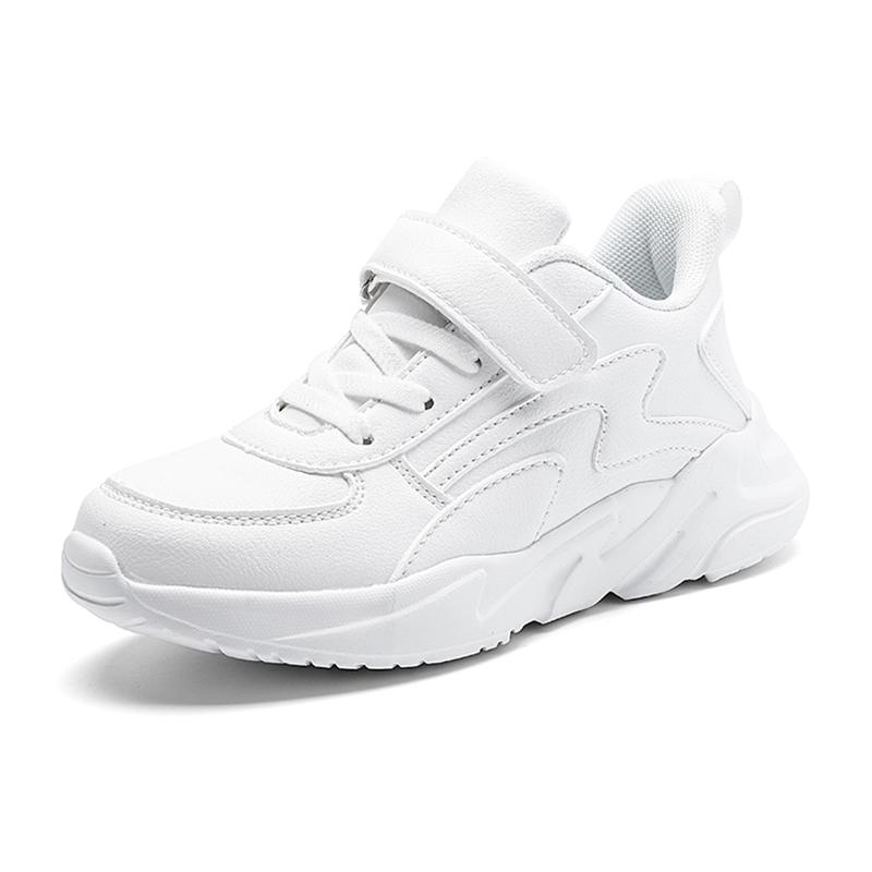 

Спортивная черная кожаная детская обувь для мальчиков и девочек, уличные нескользящие легкие кроссовки для кампуса, классические белые студенческие теннисные туфли 36