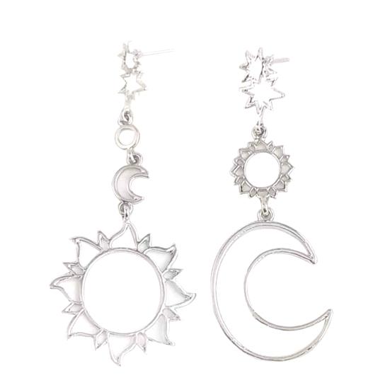 

Bohemia Hollow Star Sun Moon Long Dangle Women Stud Earrings Ear Jewelry Gift серебряный