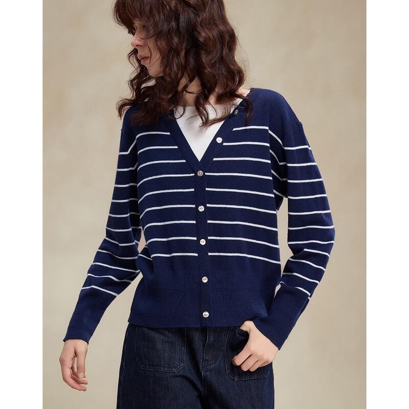 Demana Silk Wool Blend Faux Two-Piece Stripe Knit Sweater