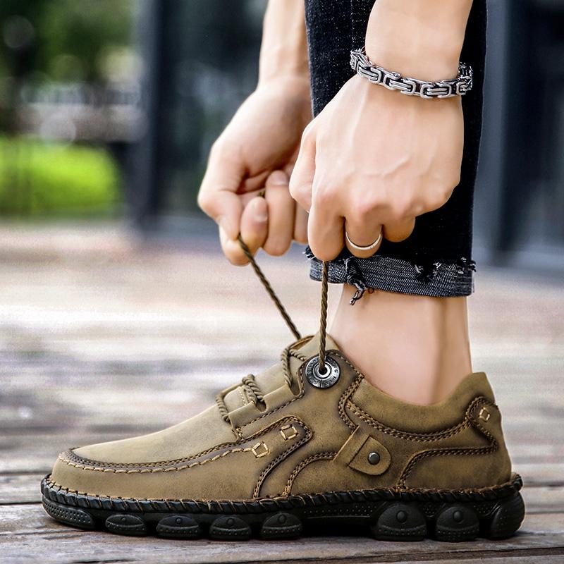 Men's Casual Leather Shoes Handmade Leather Loafers Loafer Shoes Men Large Size Shoes 38-48