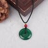 Natural Green Jade Donut Charm Necklace Ice Embellish Green Pendant Necklaces Simple  Jewelry For Women Men Gifts