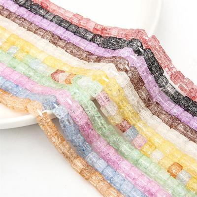 59 Uds. Cuentas cuadradas de 6mm, cuentas de cubo de cristal craqueladas para fabricación de joyería, accesorios para pulseras y collares DIY