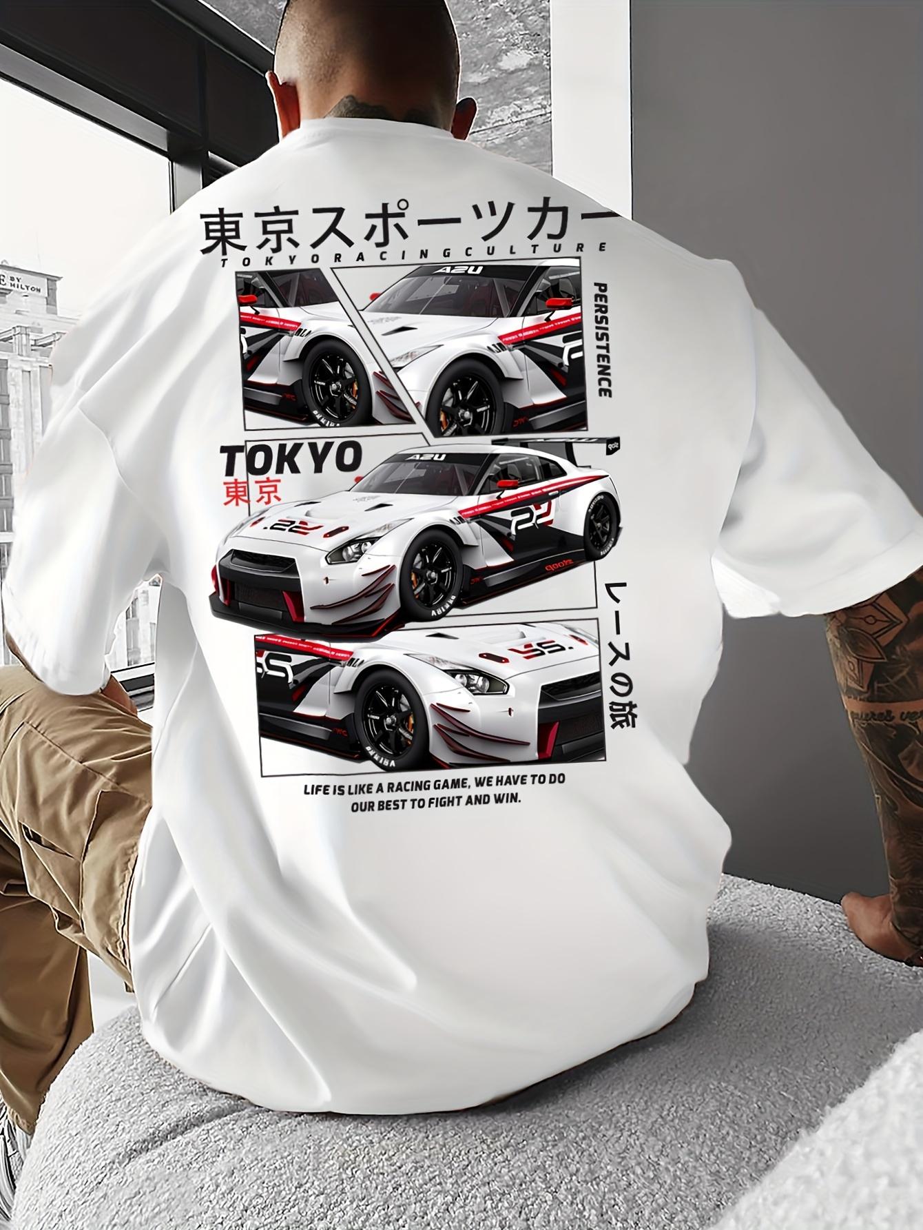

Мужская летняя новая футболка в японском стиле Tokyo Racing с принтом, свободная, с круглым вырезом S