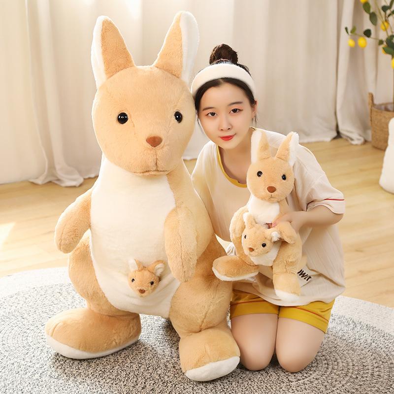 Large Simulated Mother And Son Kangaroo Doll Plush Toy Australian Kangaroo Doll Kindergarten Children'S Soothing Rag Doll