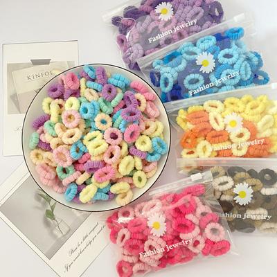 100PCS  Children's Candy Color Seamless High Elastic Headband Hair Loop Flower Small  Band High Hair Accessories.