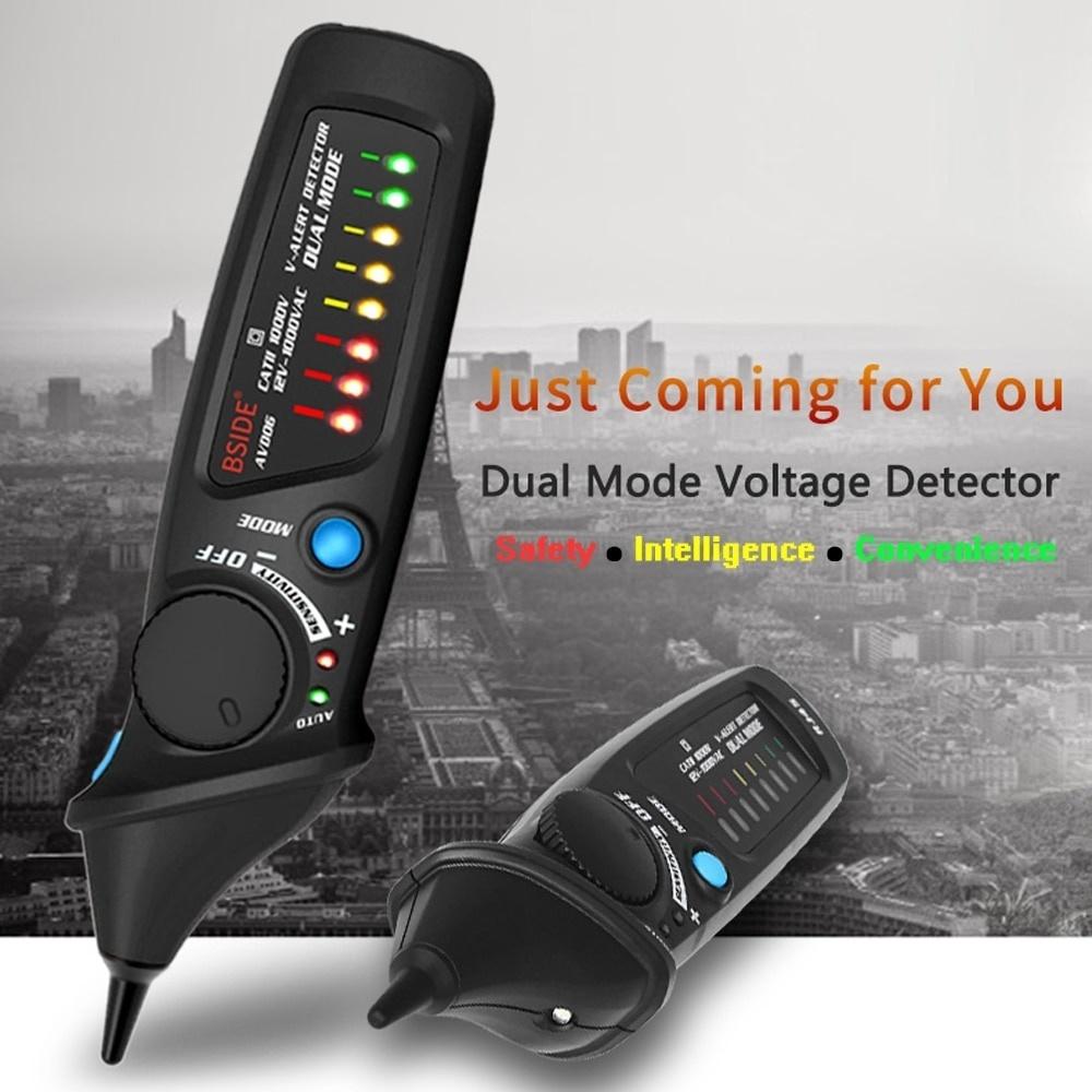 BSIDE AVD06 Dual Mode Non-contact Voltage Detector AC 12-1000V Auto/Manual NCV Tester Live Wire Check Sensitivity Adjustable