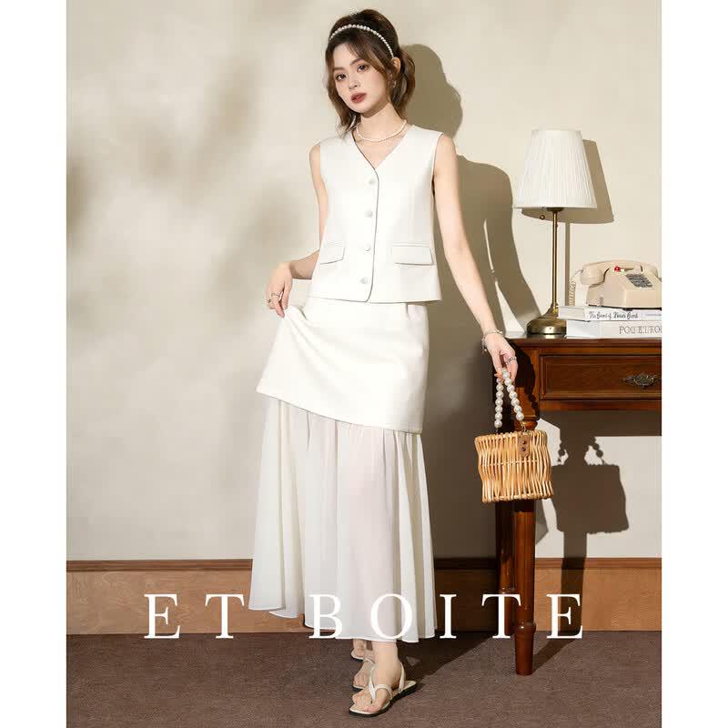 ET BOITE Women s Summer Professional Vest & Skirt Set M