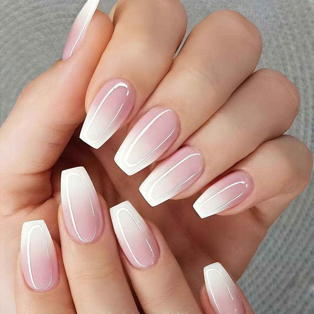 24Pcs Love Ballerina Press On Nails Set Full Cover Artificial Fake Nails Professional Adhesive Free False Nail Art