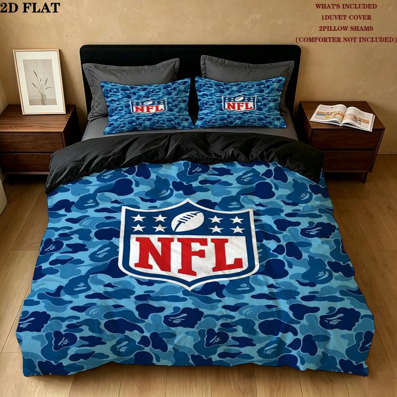 National Football League Muster Bettwäsche Steppdecken-Set Bettdeckenbezug Kissenbezug Heimdekoration Geburtstagsgeschenk (1 * Bettbezug + 2 * Kissenbezug ohne Füllung)