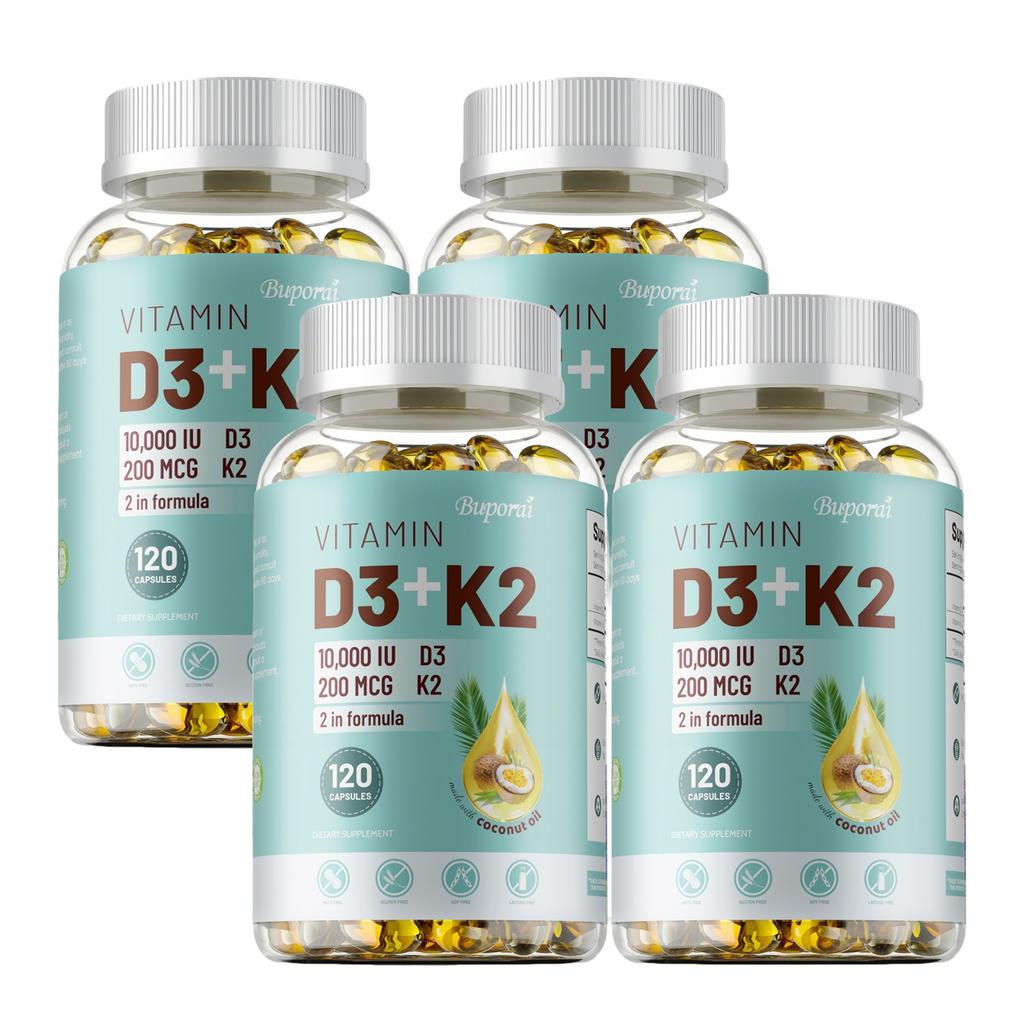 Capsule molli di Vitamina D3 e Vitamina K2, integratore di olio di cocco naturale, supporto immunitario