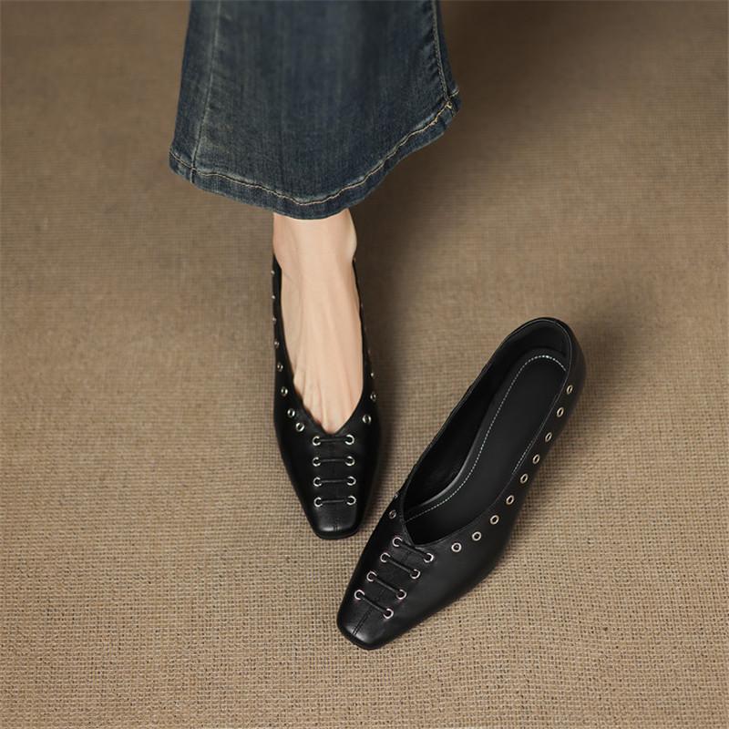 Fashion New Spring/autumn Genuine Leather Women Shoes Square Toe Shoes for Women Fashion Concise Shoes High Heels Handmade Women Pumps