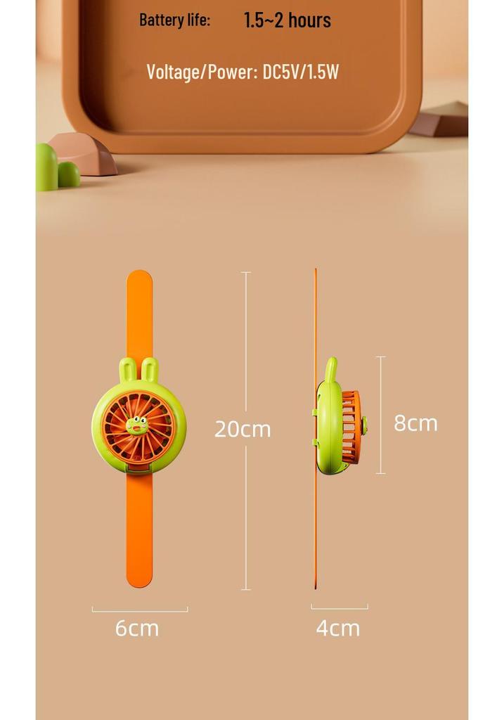 Cartoon Cute USB Rechargeable Portable Mini Handheld Fan Watch for Students and Children