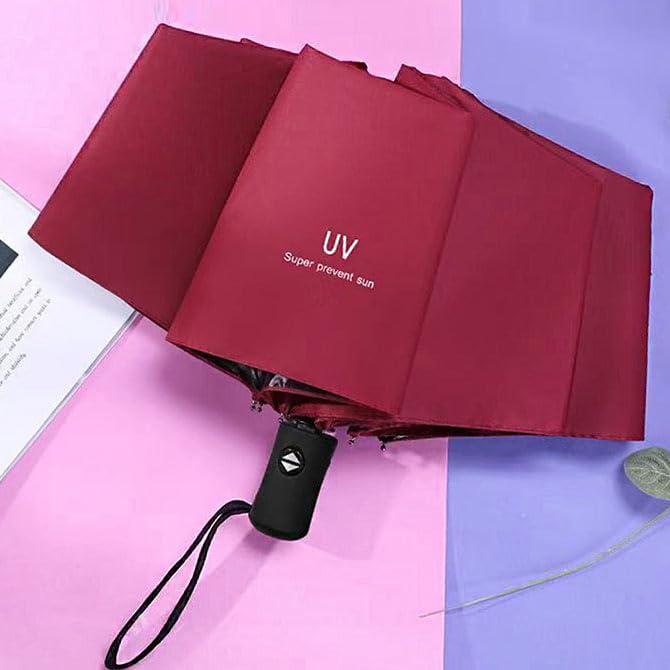 Folding Automatic Opening and and Sun Rain UV Suitable for Both Sunny and Rainy Large One Pink [Arcade] Umbrella, One-Touch Closing, Men's Women's,