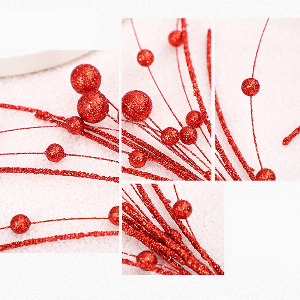 2Pcs Christmas Holly Berries Branch Christmas Plant Arrangement for Christmas Wreaths Thanksgiving Wedding Decorations