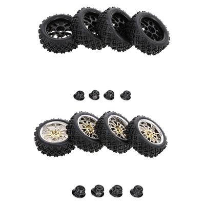 4PCS RC Racing Car 75mm Beadlock Rubber Wheel Tires Wheel Rims Heavy Bearing & Grip Spare Part of Redcat 1:10 R/C Model