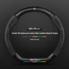 For Alfa Romeo GT 147 156 159 166 Giulia Tonale Stelvio Giulietta Mito Milano Car Emboss Suede Carbon Fiber Steering Wheel Cover